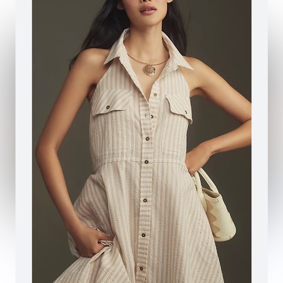 Pilcro Cream Button Down Sleeveless Sundress Size Small - Picture 6 of 8